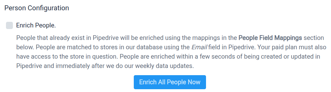 Pipedrive Enrich People Option