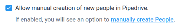 Pipedrive manual person creation